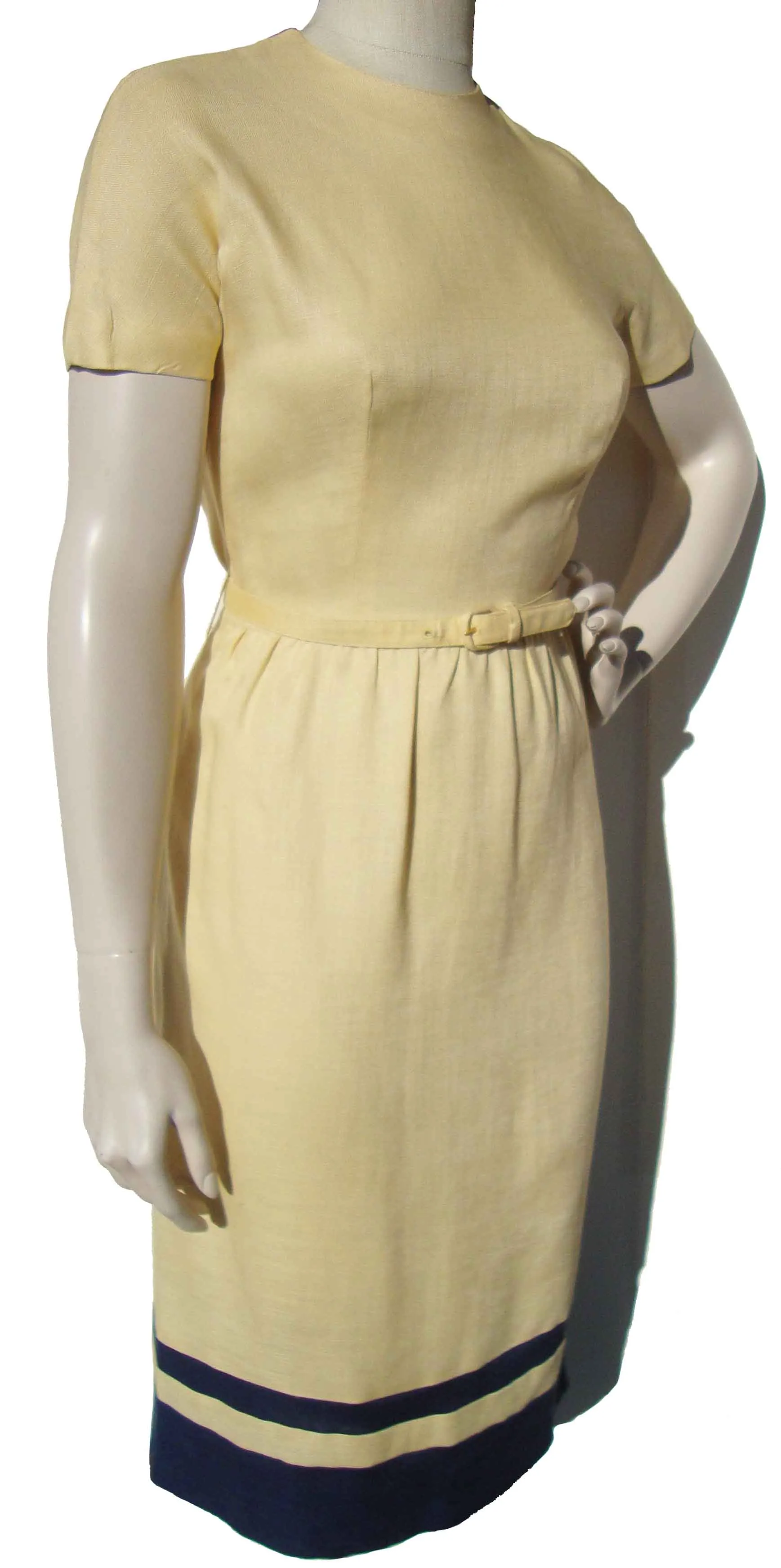 Vintage 60s Sport Whirl Dress Yellow & Navy Jeanne Campbell M