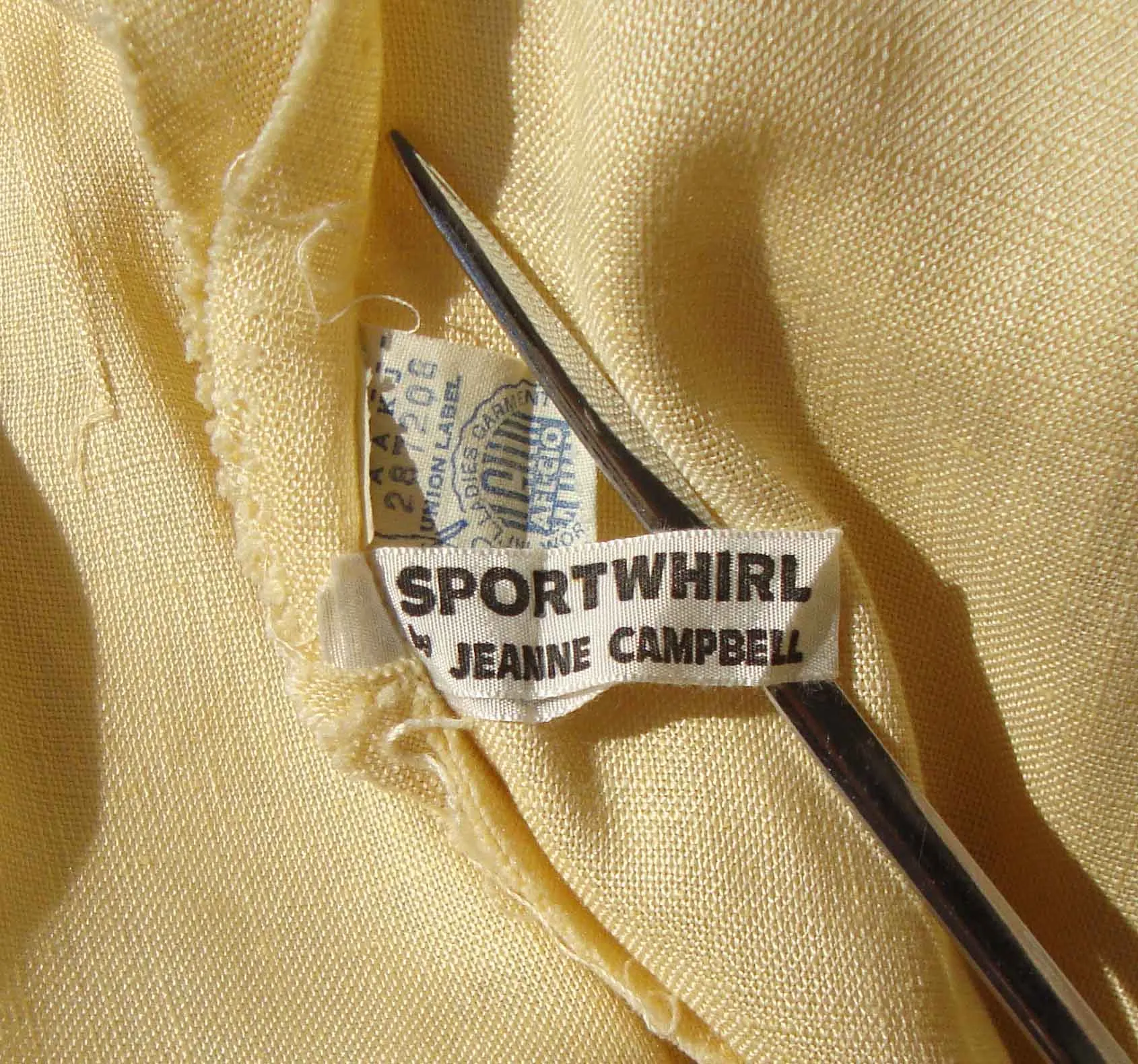 Vintage 60s Sport Whirl Dress Yellow & Navy Jeanne Campbell M