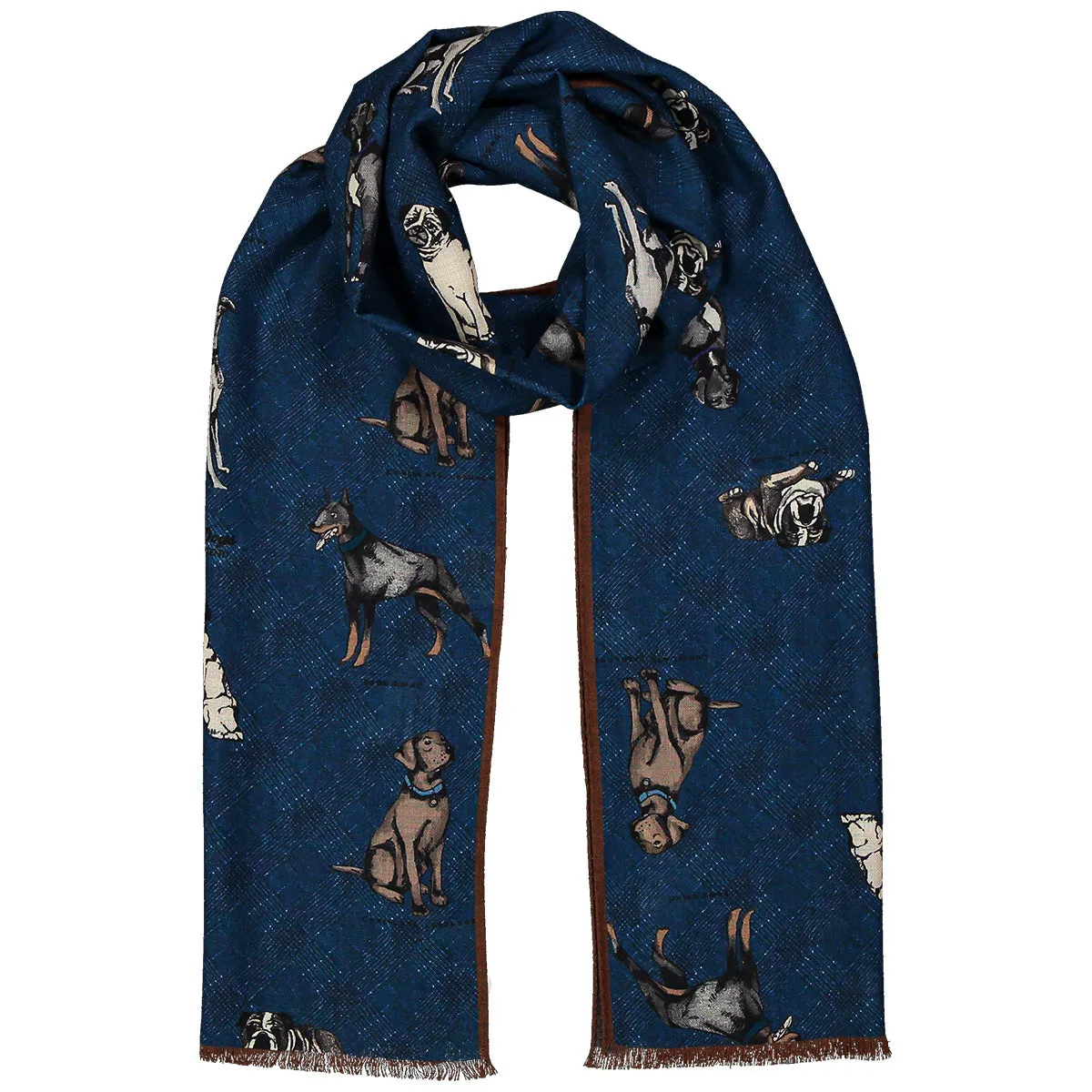 Vintage blu scarf with dogs super soft-ALMA