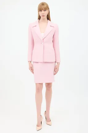 Vintage Pink Wool Skirt Suit