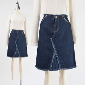 Vintage Y2K Guess Jean Skirt Low Rise Dark Wash Denim Straight Pencil Skirt size S M