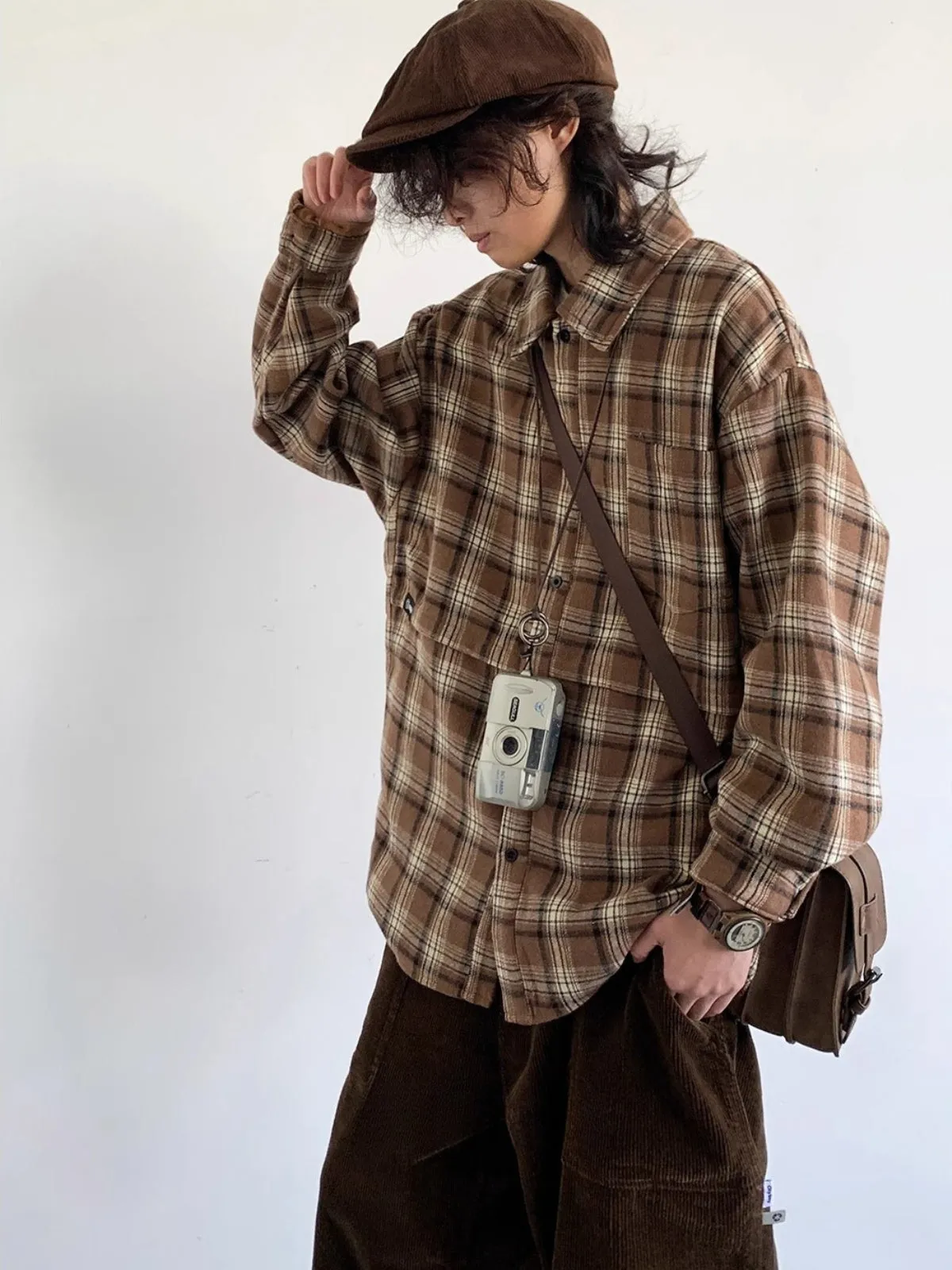 WLS Retro Japanese Woolen Plaid Shirt