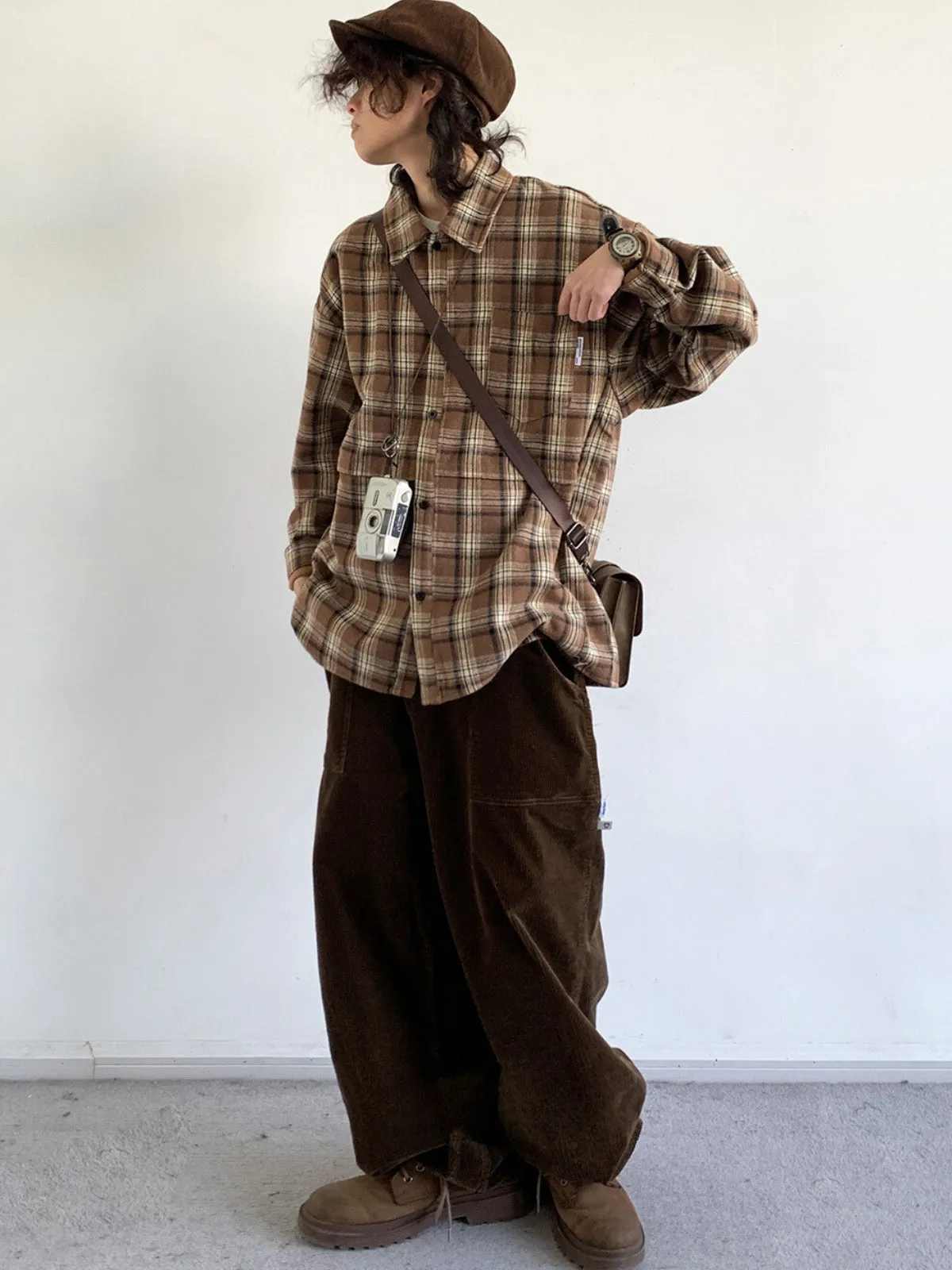 WLS Retro Japanese Woolen Plaid Shirt