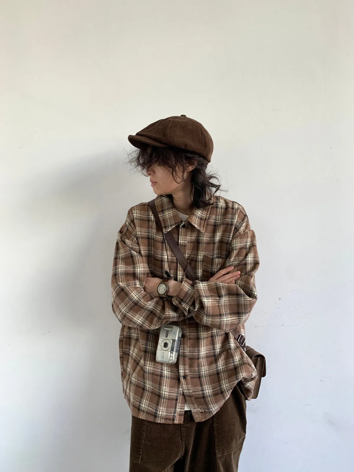 WLS Retro Japanese Woolen Plaid Shirt