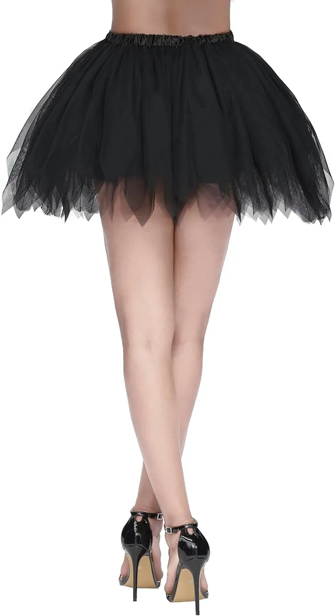 Women's Black Petticoat Skirt Tutu Skirts, Black