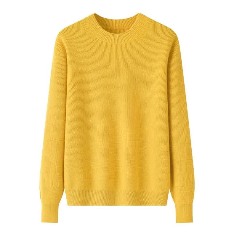 women's cashmere crew neck ribbed sweaters