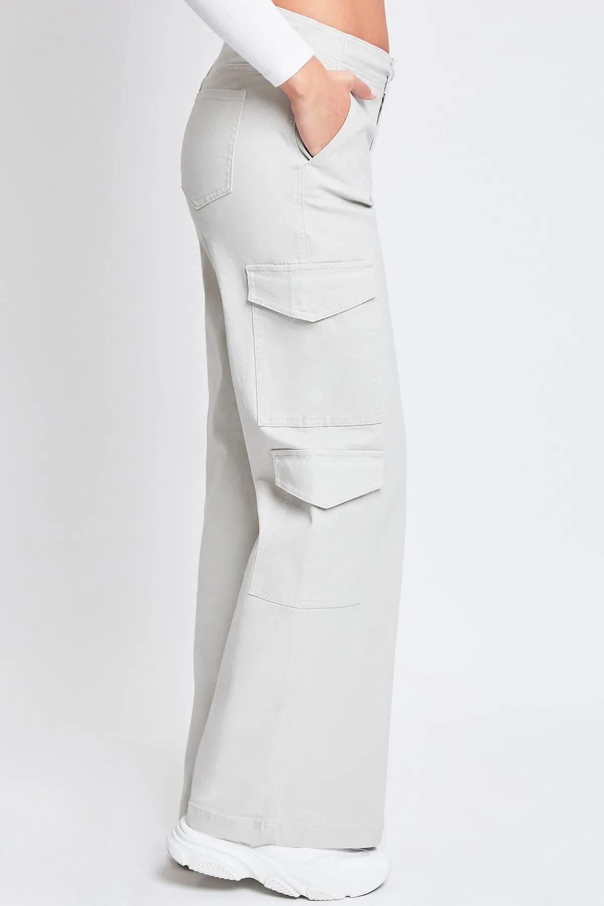 Women's High Rise Double Pocket Wide Leg Cargo Pants