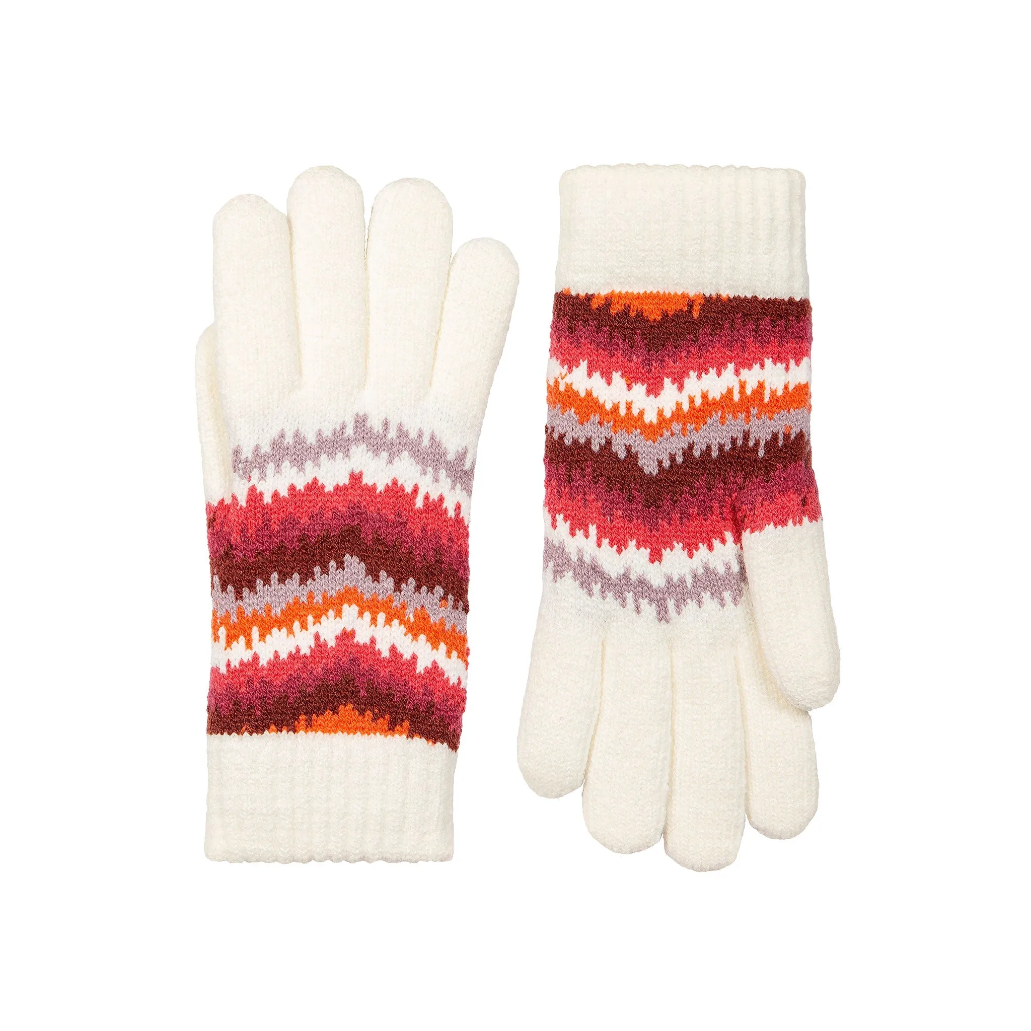 Women’s Jacquard Knitted Gloves with Contrasting Stripes