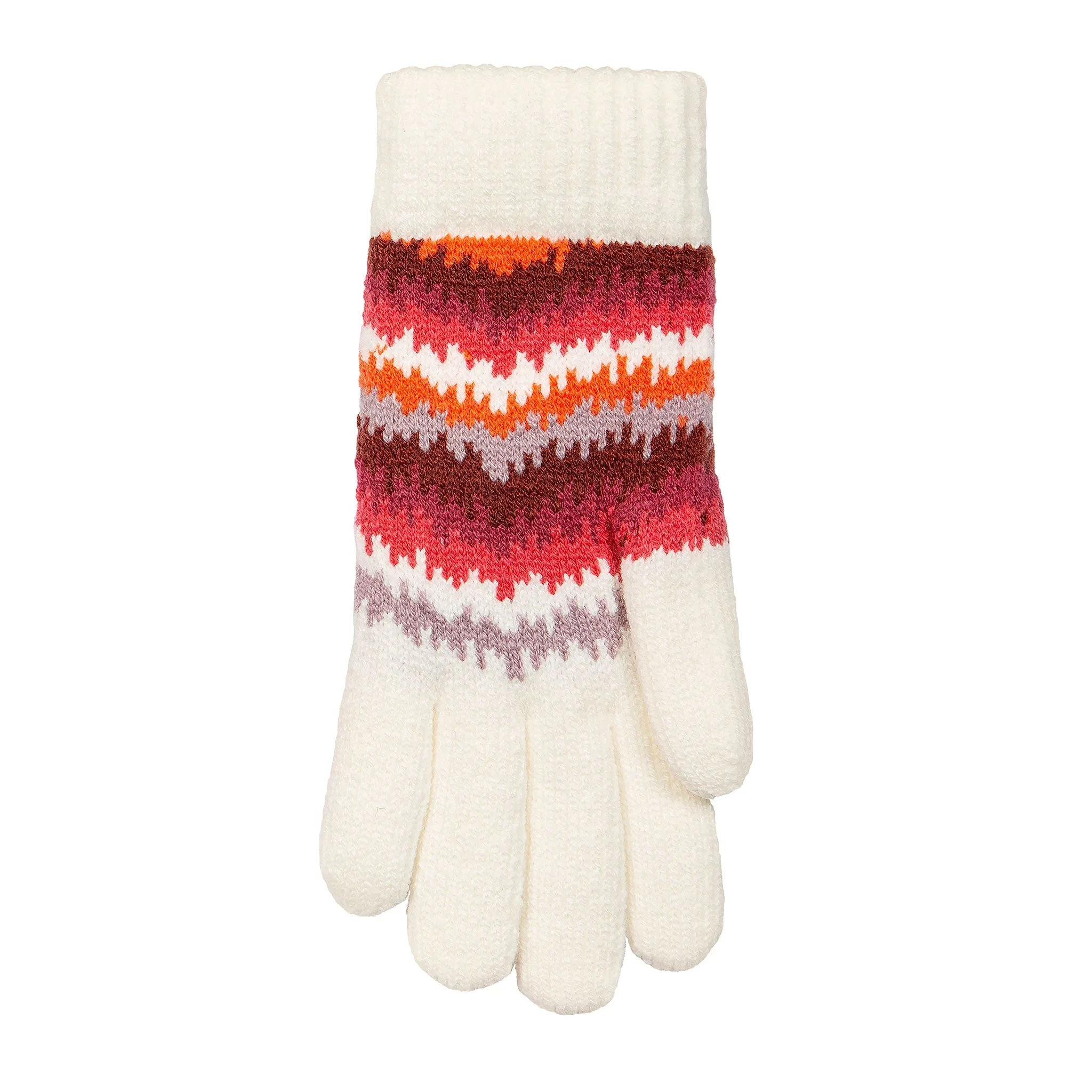 Women’s Jacquard Knitted Gloves with Contrasting Stripes