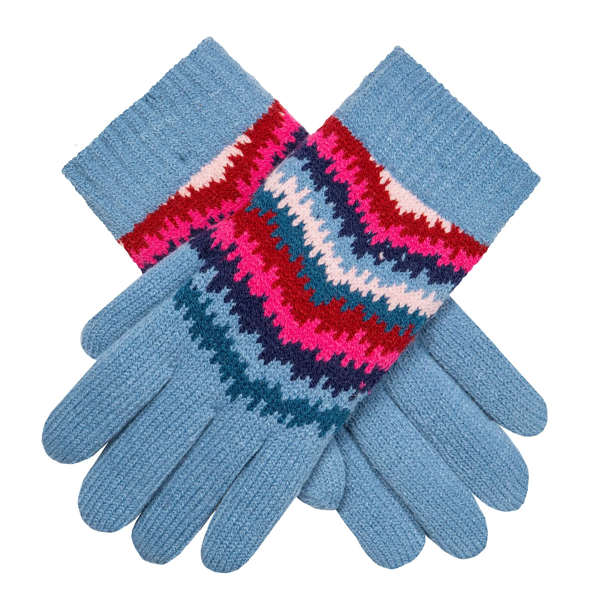 Women’s Jacquard Knitted Gloves with Contrasting Stripes