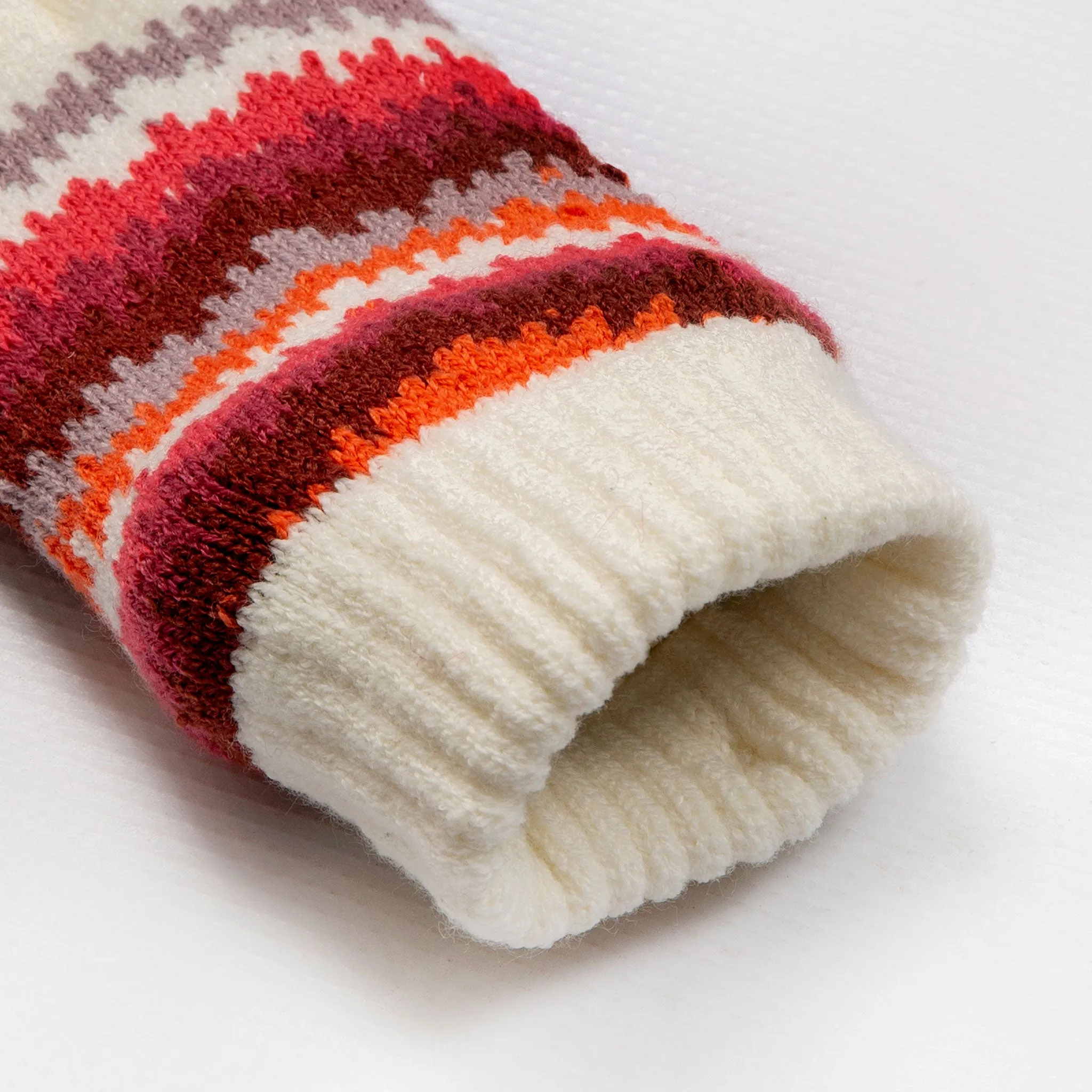 Women’s Jacquard Knitted Gloves with Contrasting Stripes