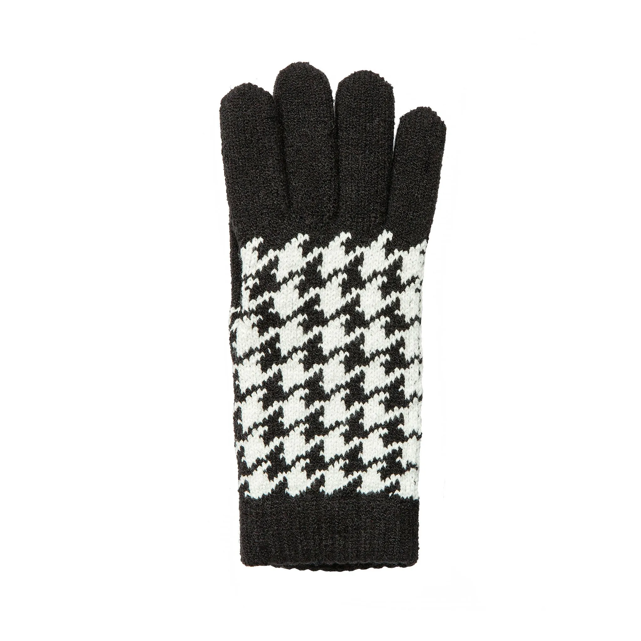 Women’s Jacquard Knitted Gloves with Dogtooth Pattern