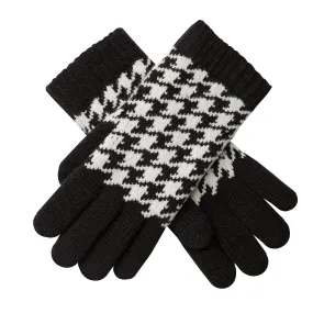 Women’s Jacquard Knitted Gloves with Dogtooth Pattern