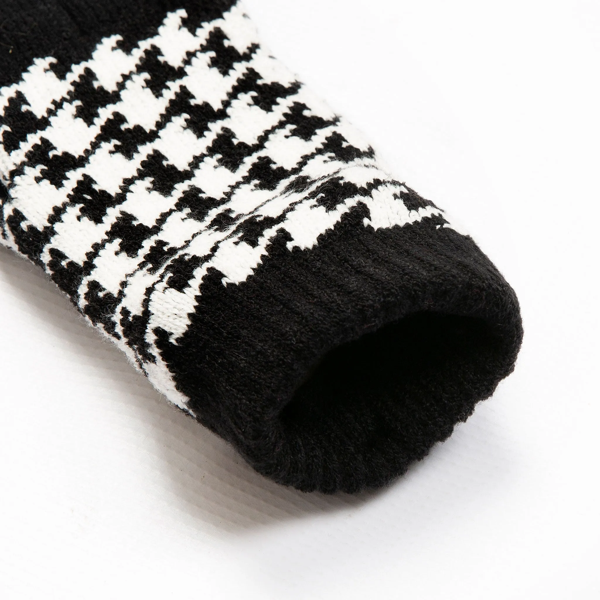 Women’s Jacquard Knitted Gloves with Dogtooth Pattern