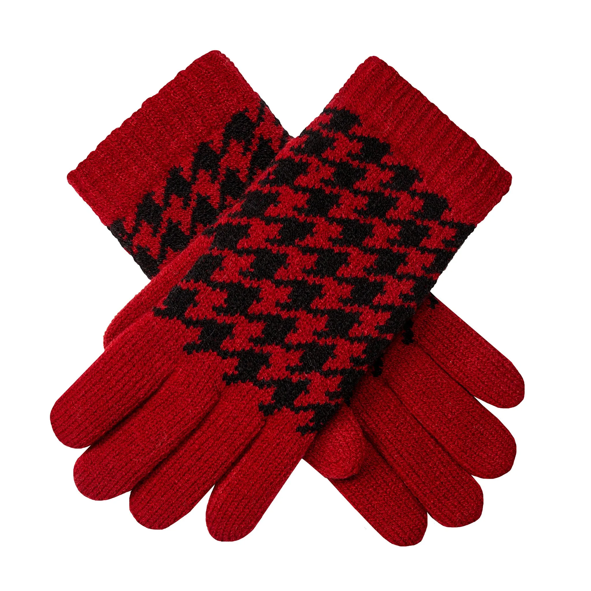 Women’s Jacquard Knitted Gloves with Dogtooth Pattern