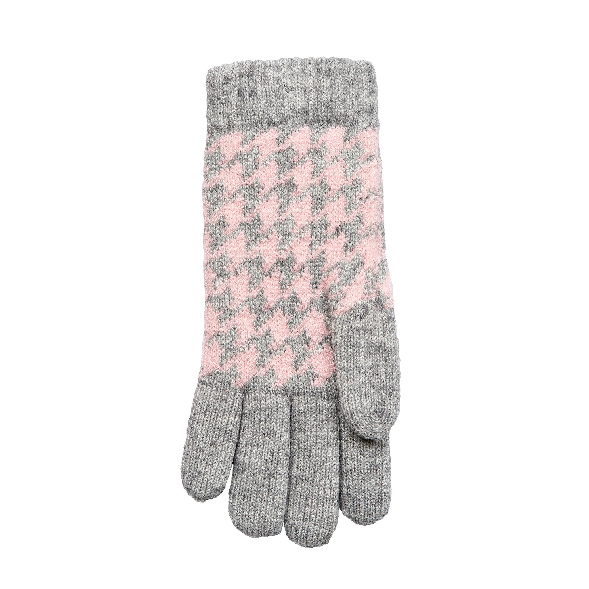 Women’s Jacquard Knitted Gloves with Dogtooth Pattern