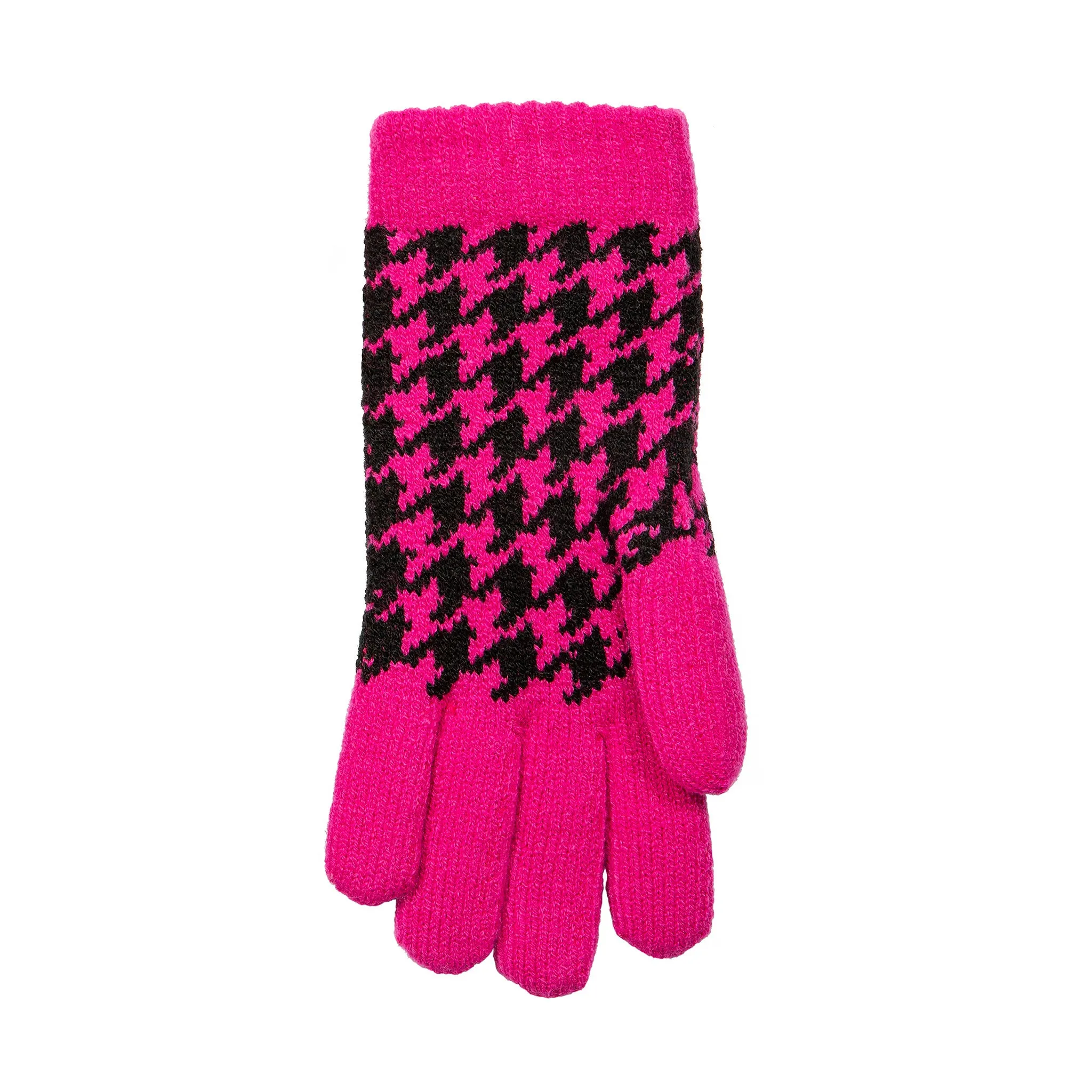 Women’s Jacquard Knitted Gloves with Dogtooth Pattern