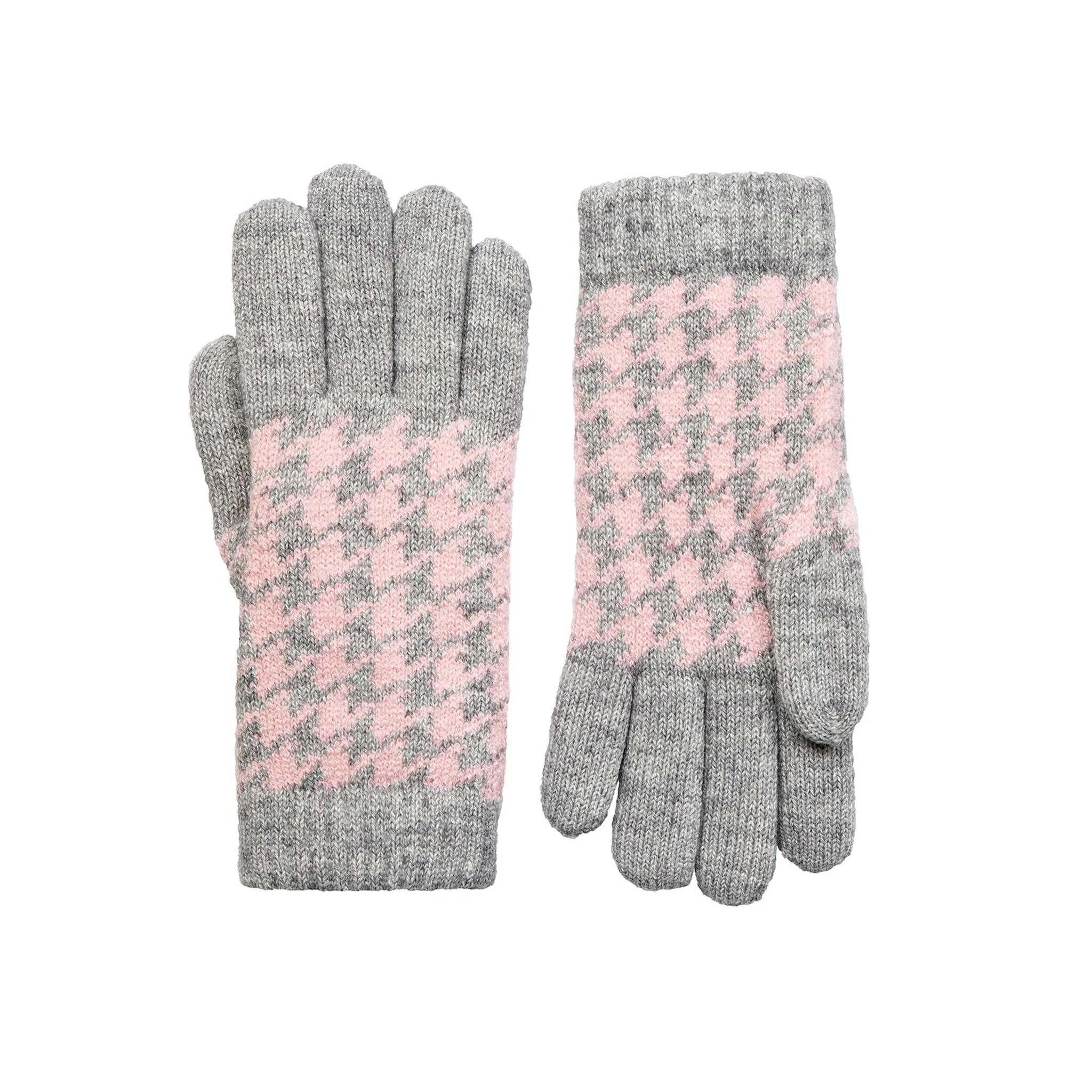 Women’s Jacquard Knitted Gloves with Dogtooth Pattern