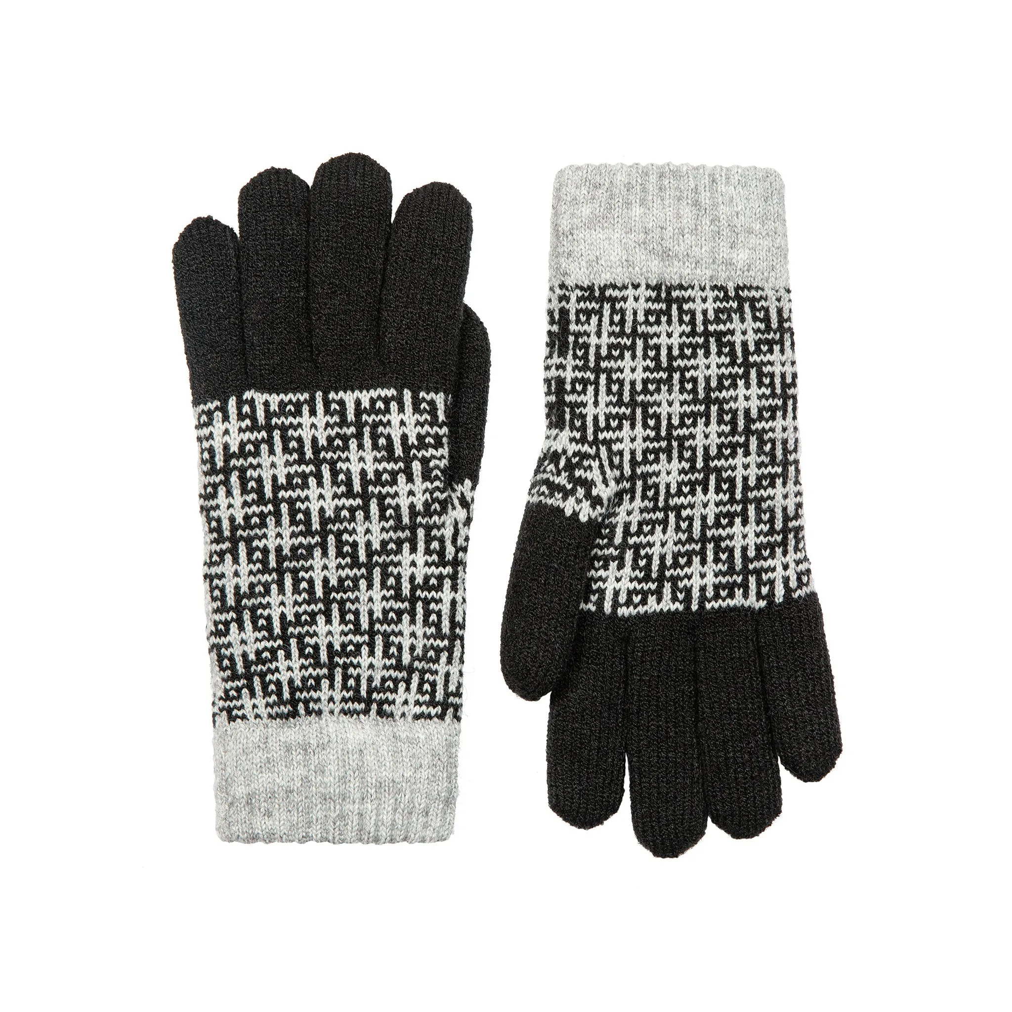 Women’s Jacquard Knitted Gloves with Hash Symbol Pattern