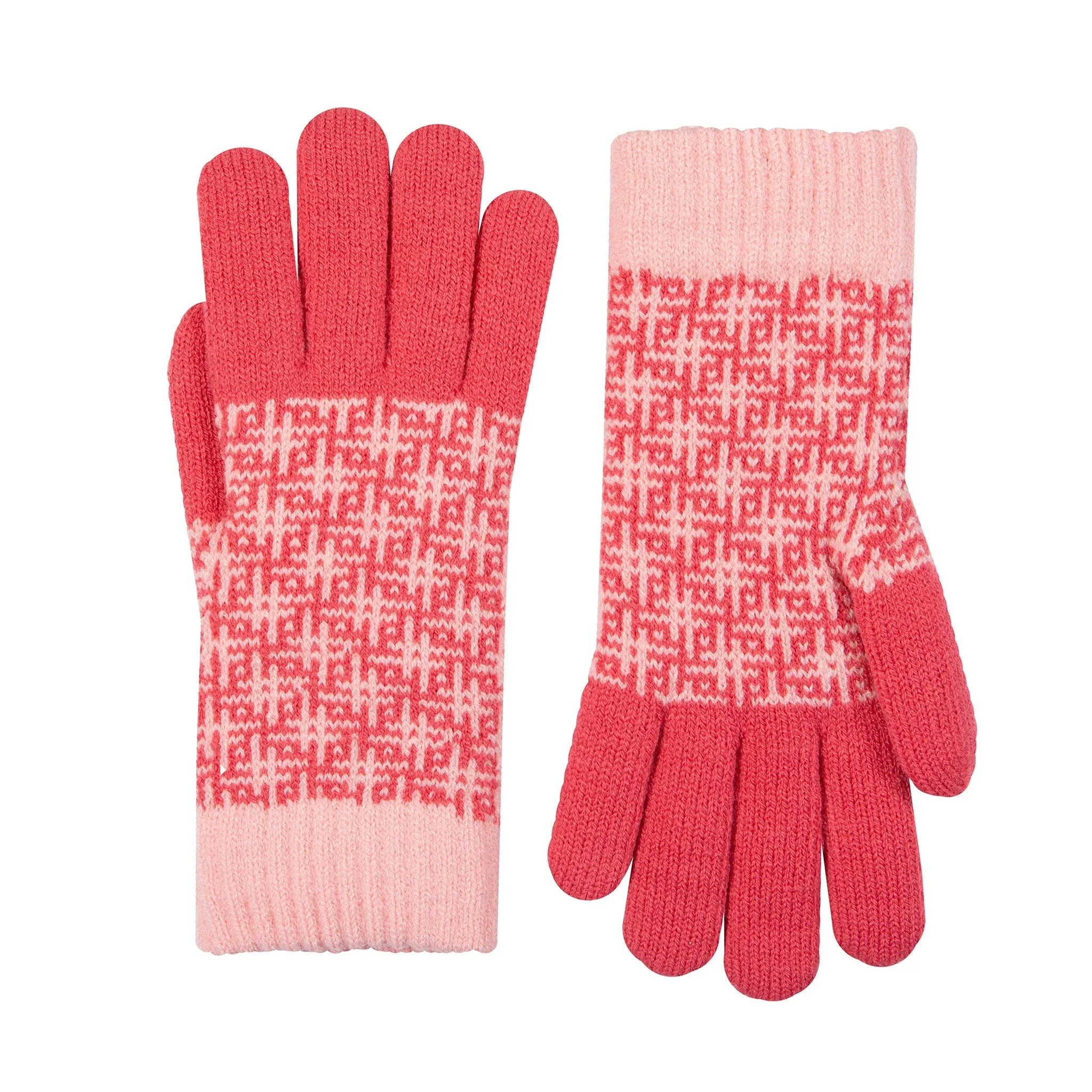 Women’s Jacquard Knitted Gloves with Hash Symbol Pattern