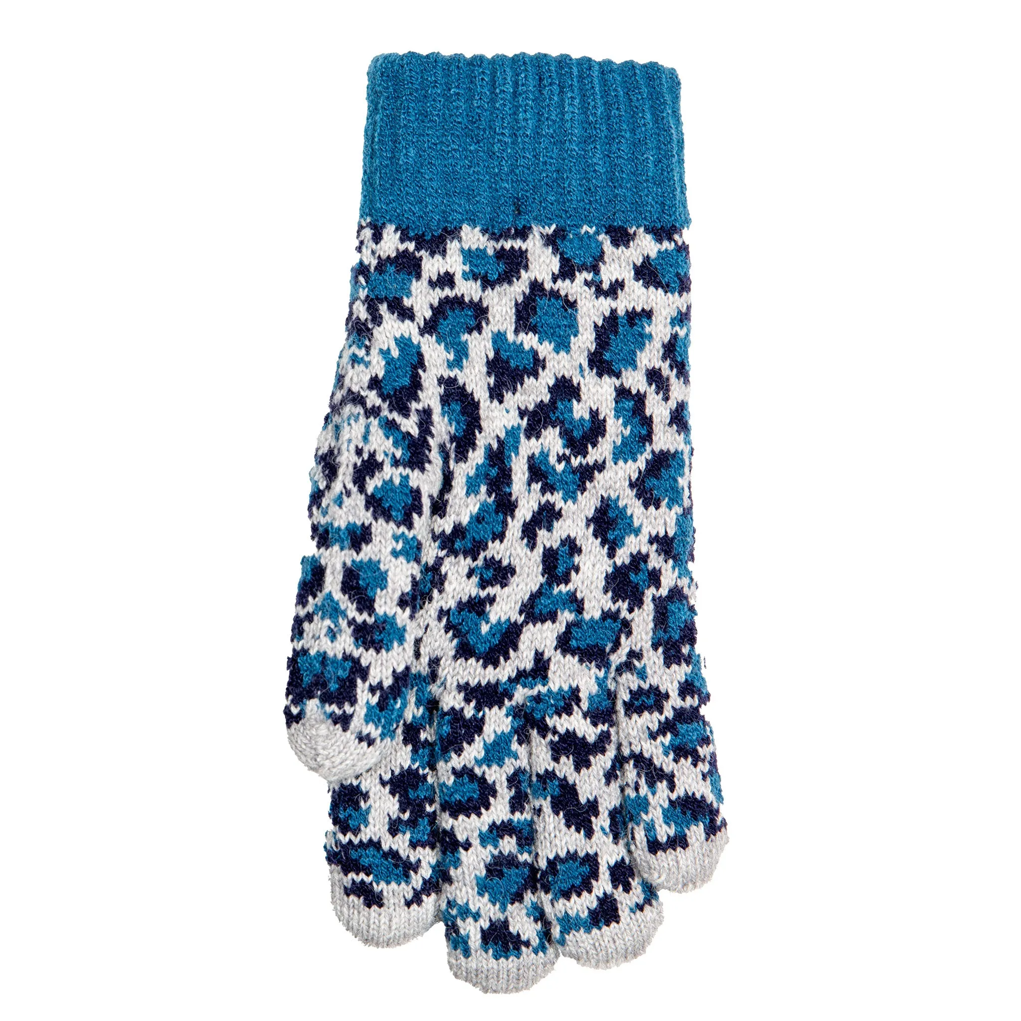 Women’s Jacquard Knitted Gloves with Leopard Print Pattern