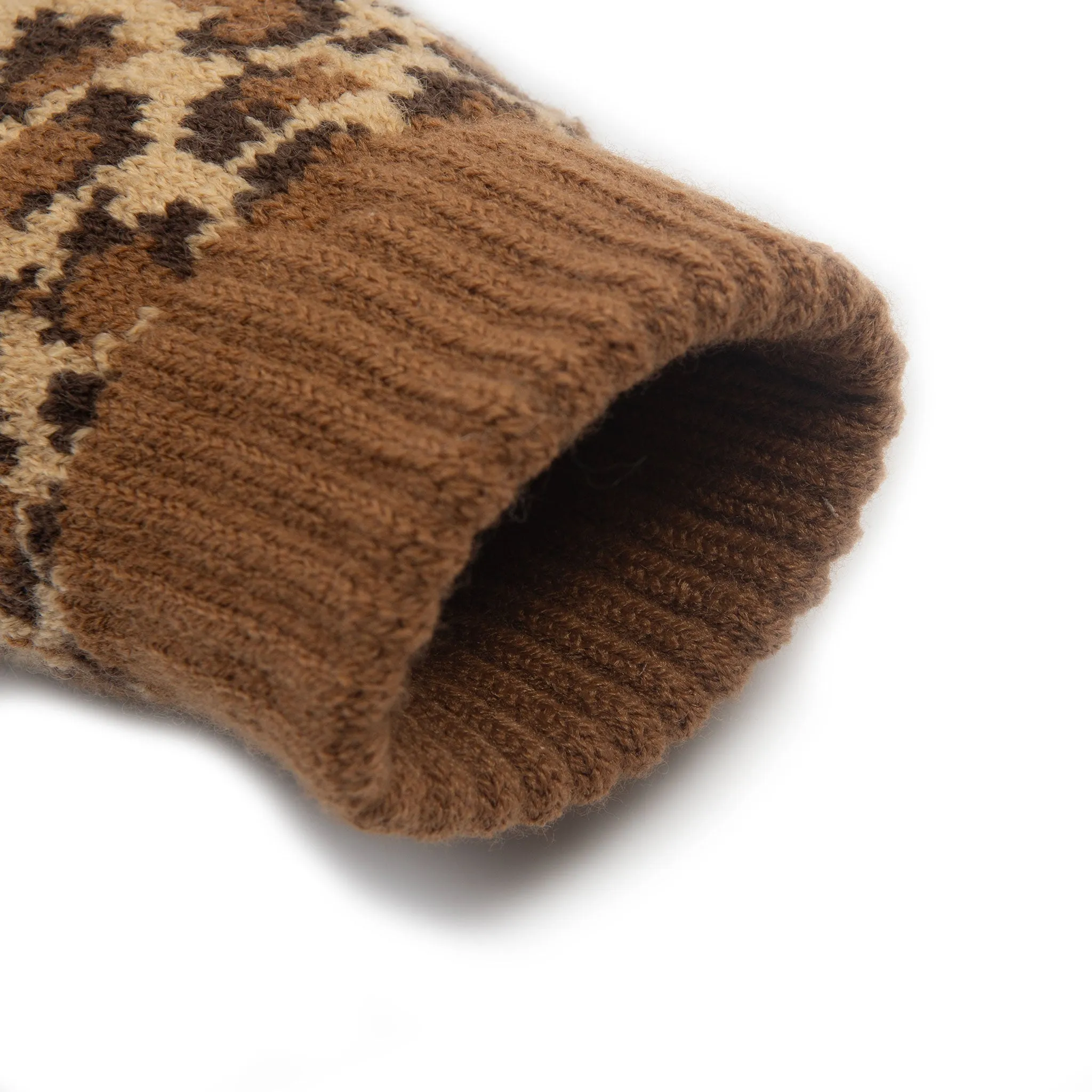 Women’s Jacquard Knitted Gloves with Leopard Print Pattern