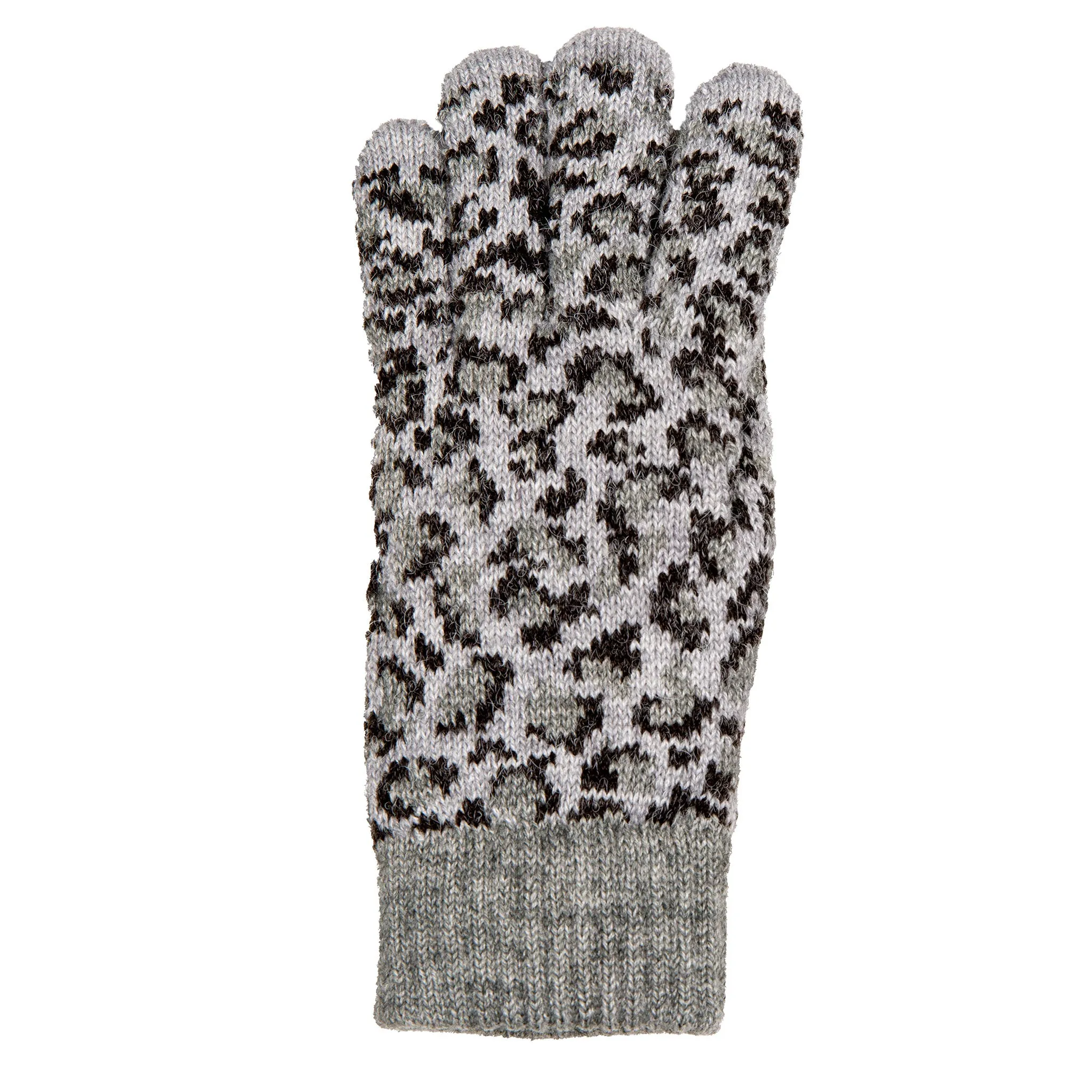 Women’s Jacquard Knitted Gloves with Leopard Print Pattern