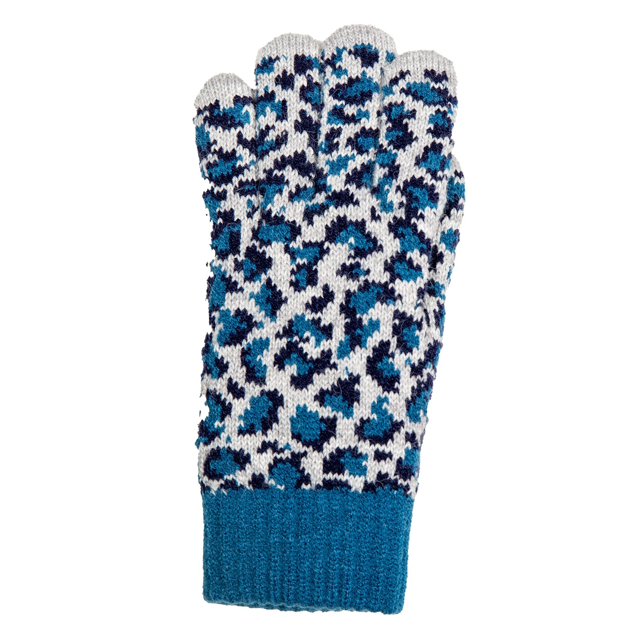 Women’s Jacquard Knitted Gloves with Leopard Print Pattern