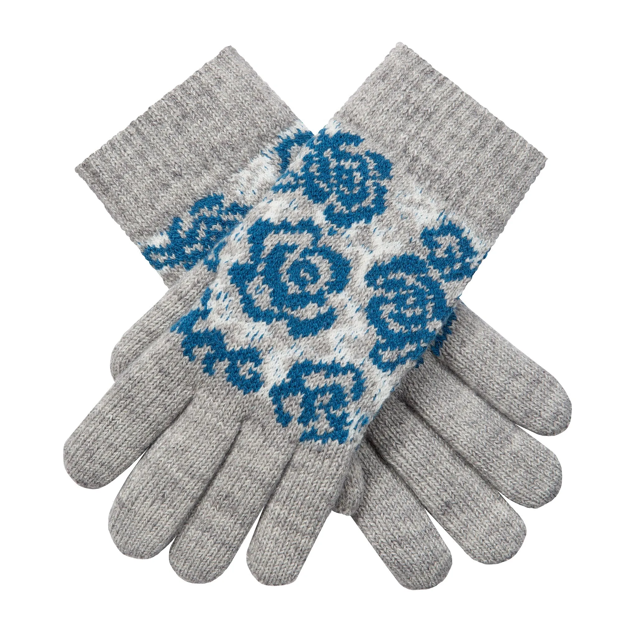 Women’s Jacquard Knitted Gloves with Rose Pattern