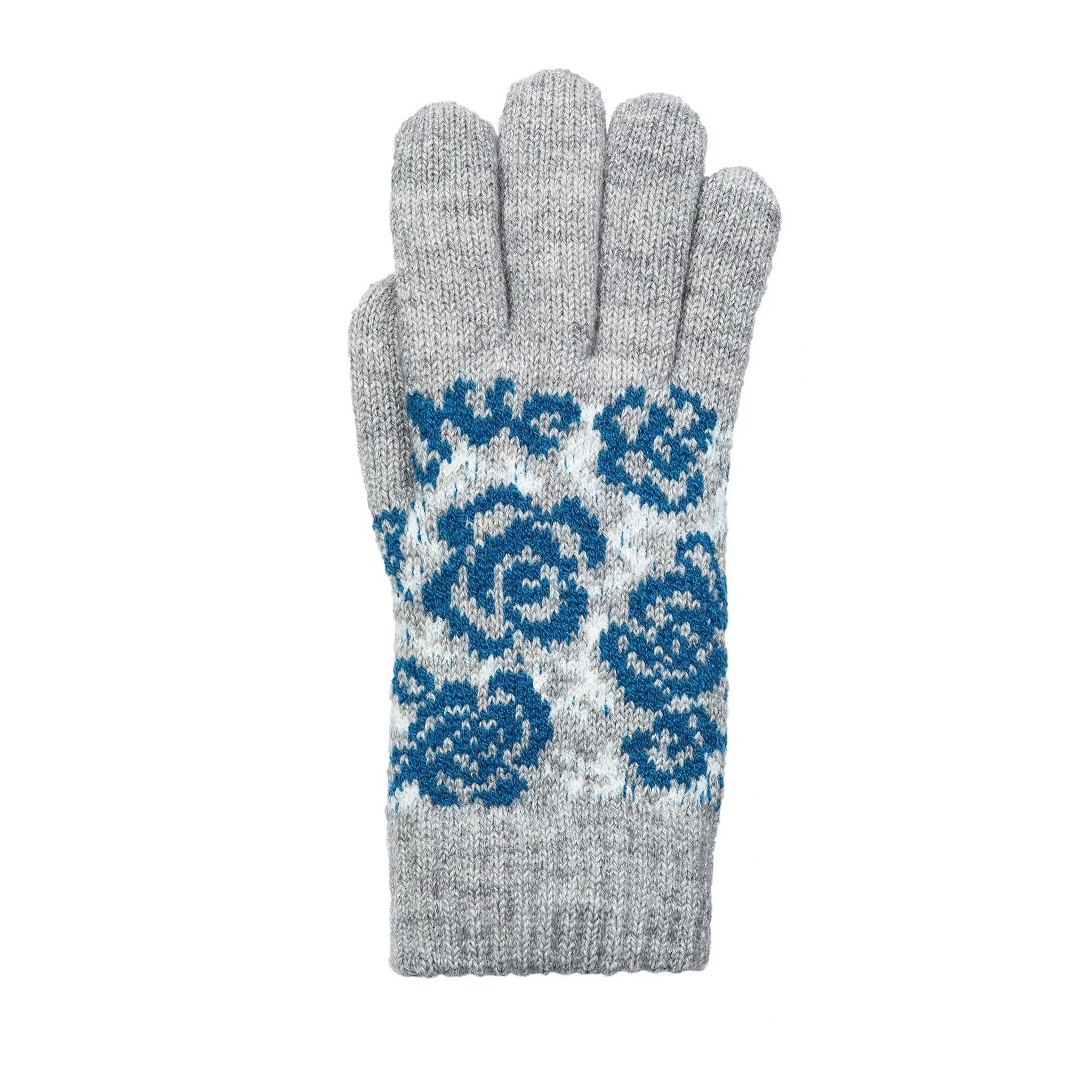 Women’s Jacquard Knitted Gloves with Rose Pattern