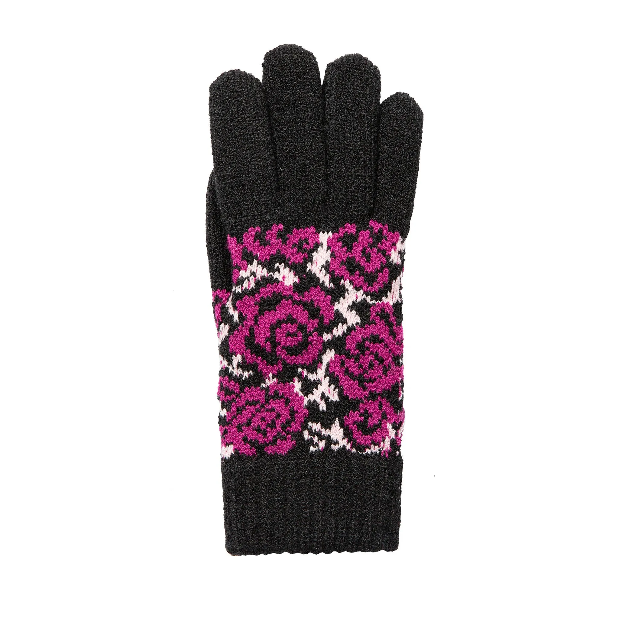 Women’s Jacquard Knitted Gloves with Rose Pattern