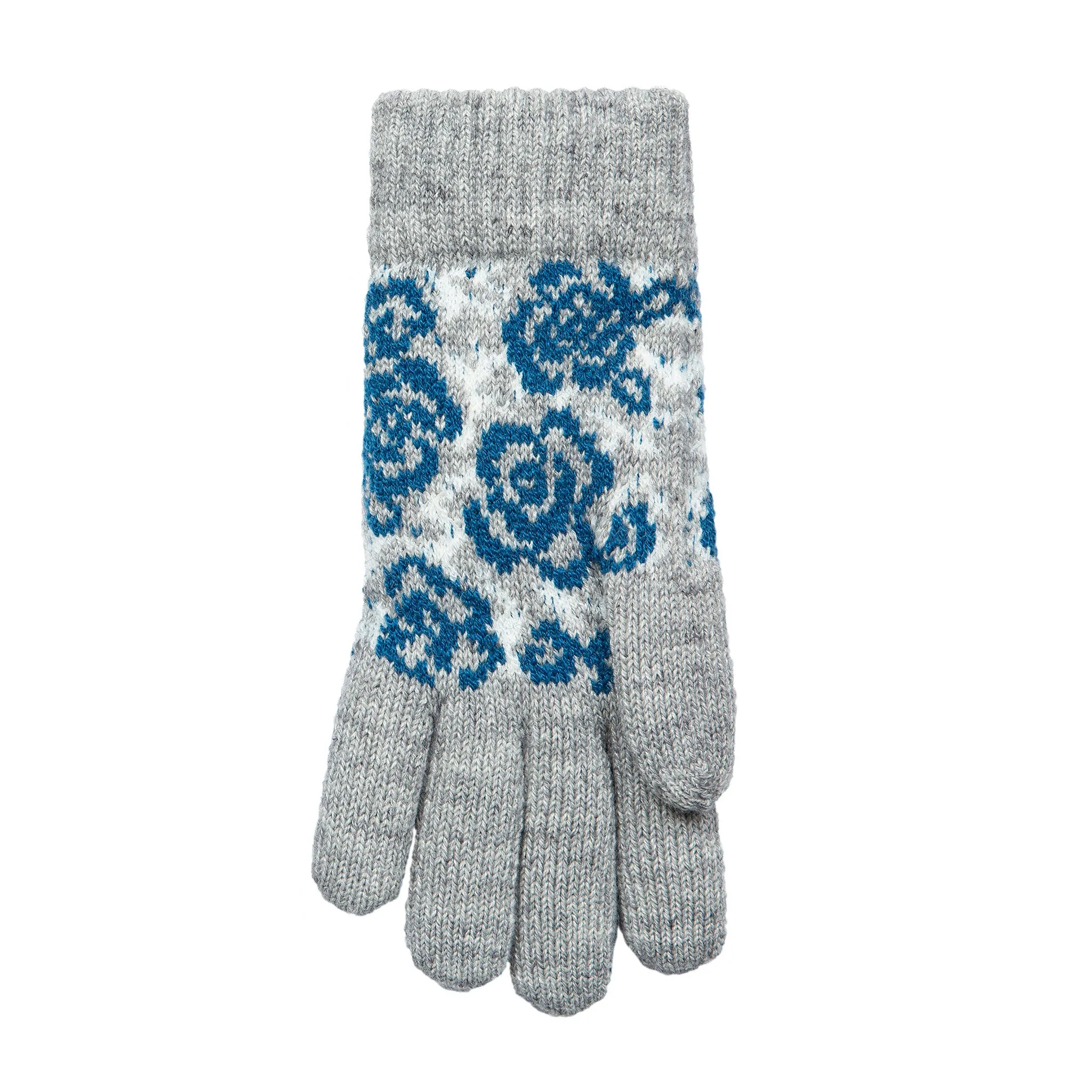 Women’s Jacquard Knitted Gloves with Rose Pattern