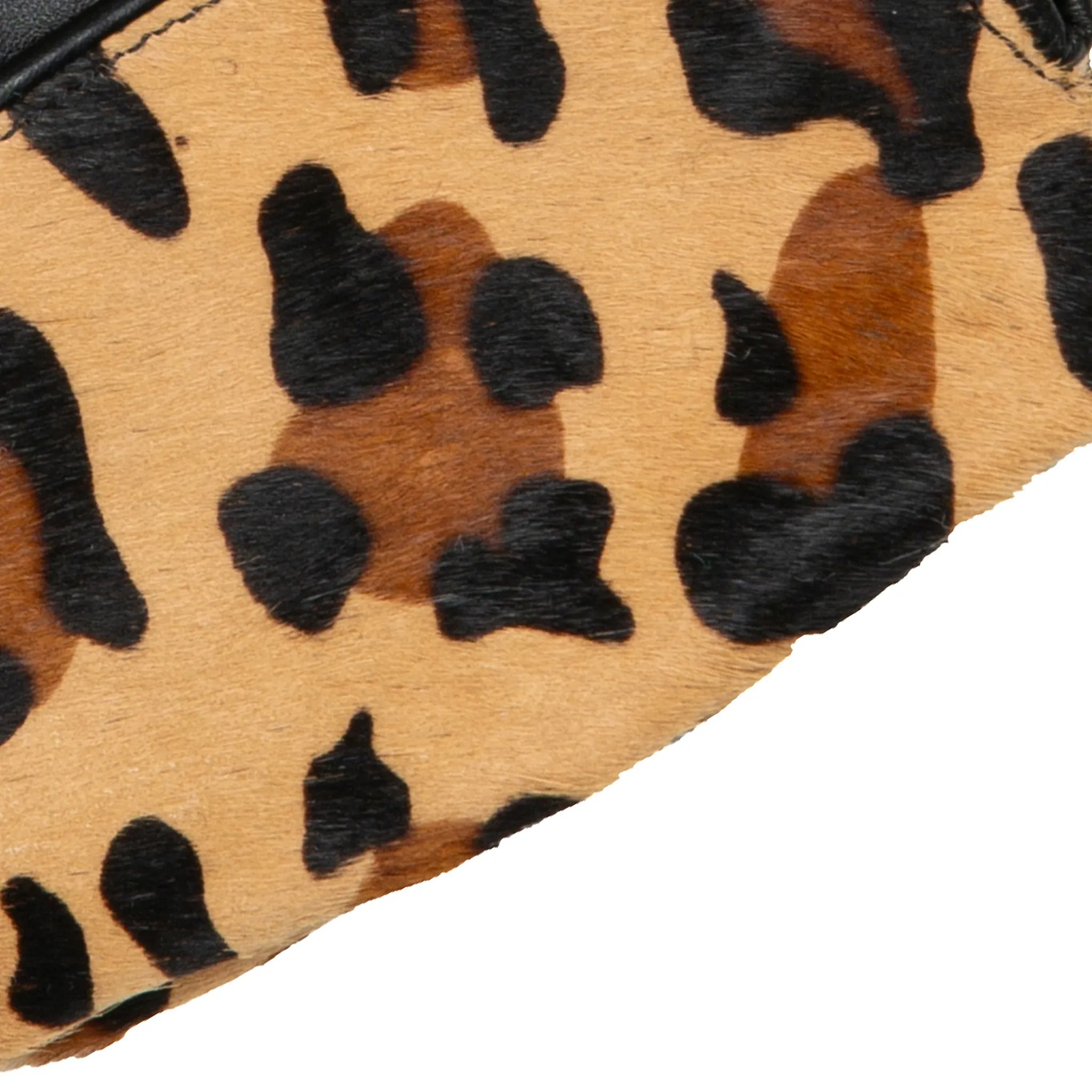 Women’s Lined Leather Gloves with Ponyskin Leopard Print Cuffs