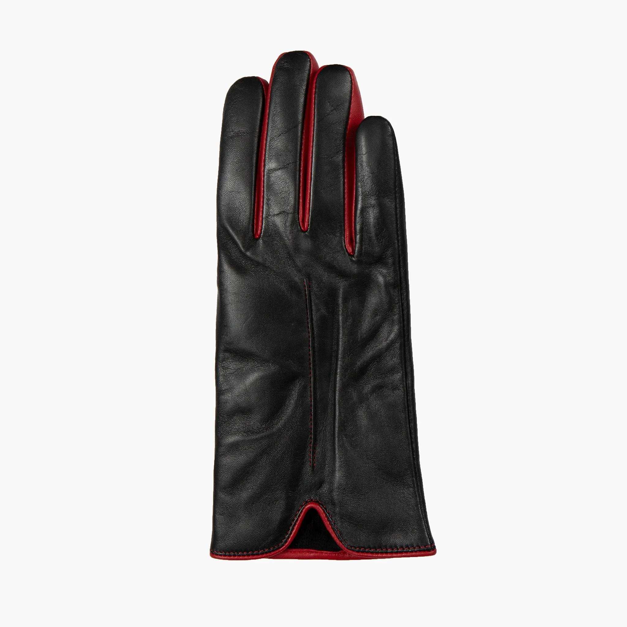 Women’s Single-Point Lined Leather Gloves with Colour Contrast Details