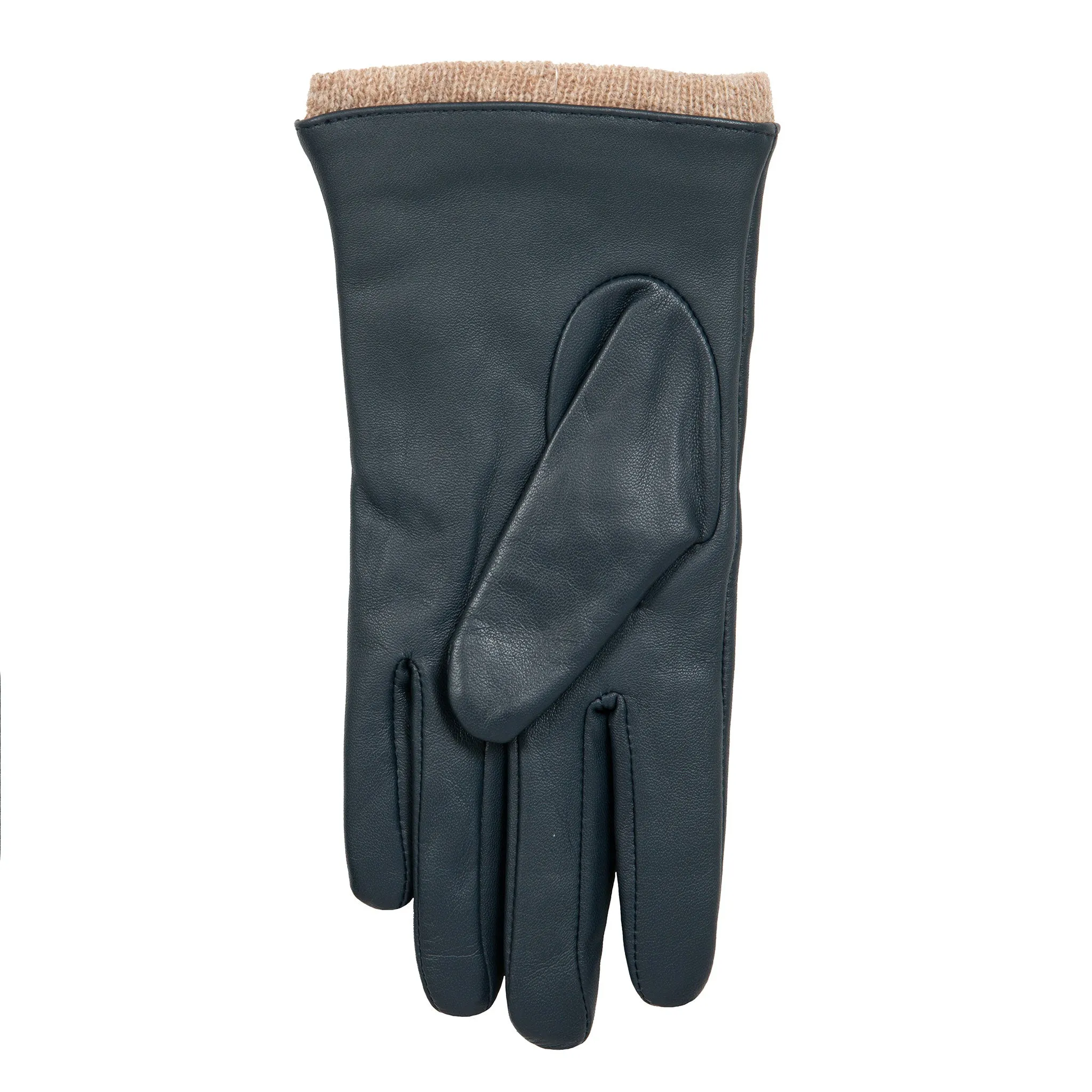 Women’s Three-Point Wool-Lined Leather Gloves with Knitted Cuffs