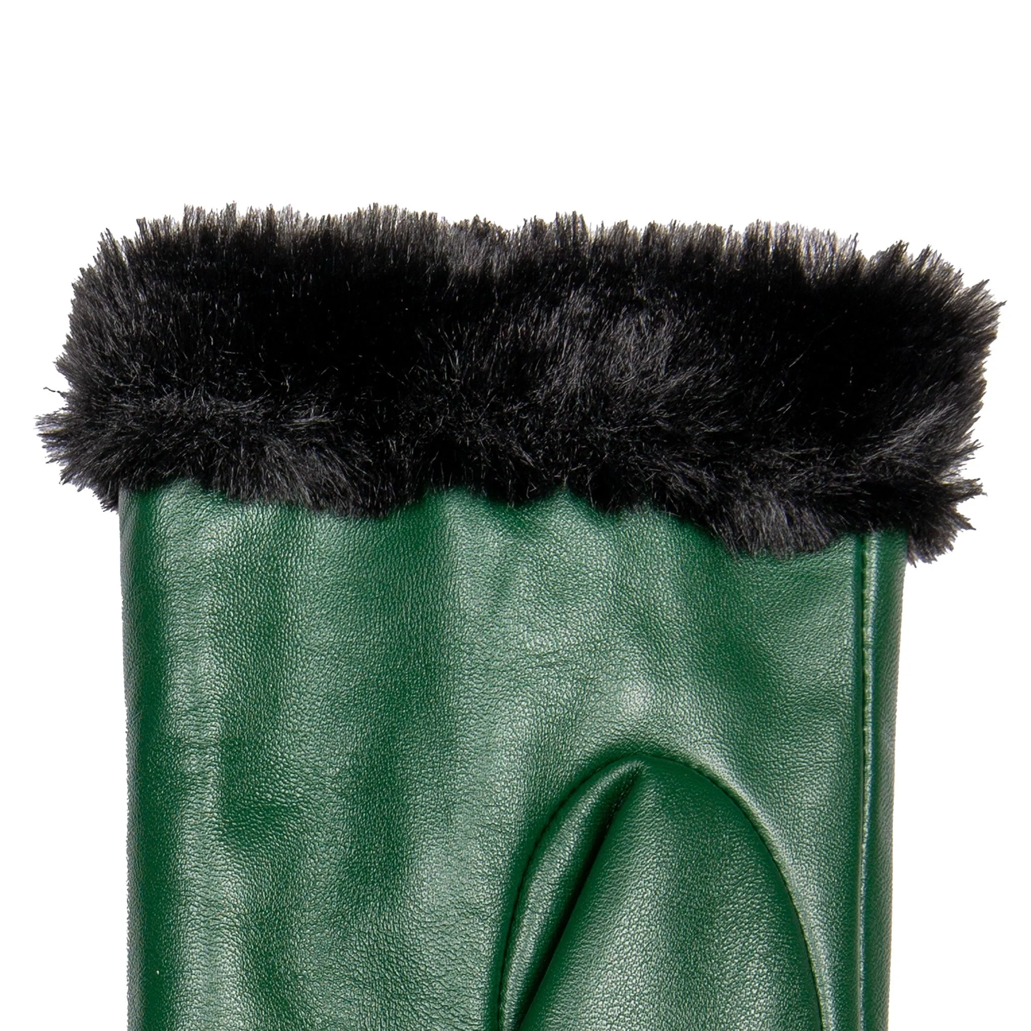 Women’s Touchscreen Faux Fur-Lined Leather Gloves with Zip