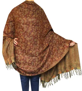 Womens Wool Jamawar Shawl Scarves Paisley Indian Clothing (82 x 42 inches)