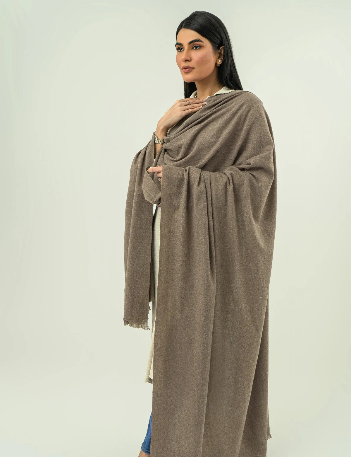 Woolen Cashmere Shawl - Stone