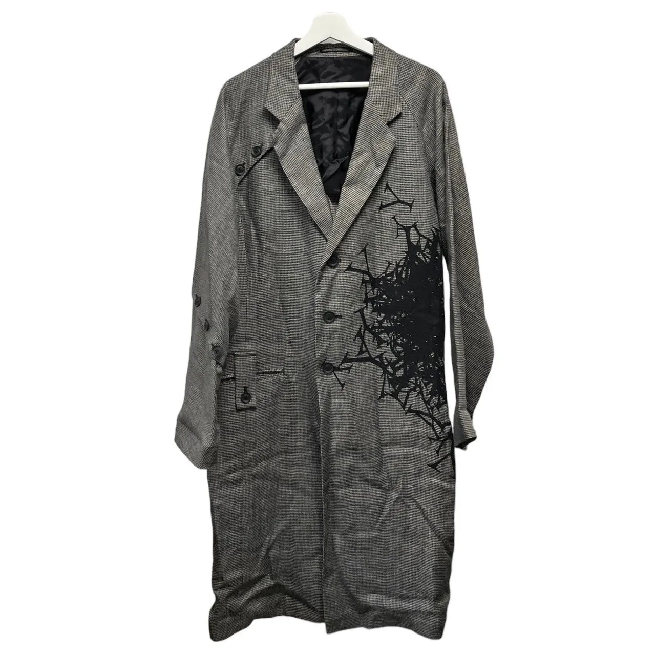 Yohji Yamamoto POUR HOMME ヨウジヤマモトプールオム 24SS PATTERNED MULTI FABRIC BUTTONED JACKET グレンチェックロングジャケット HS-J43-807