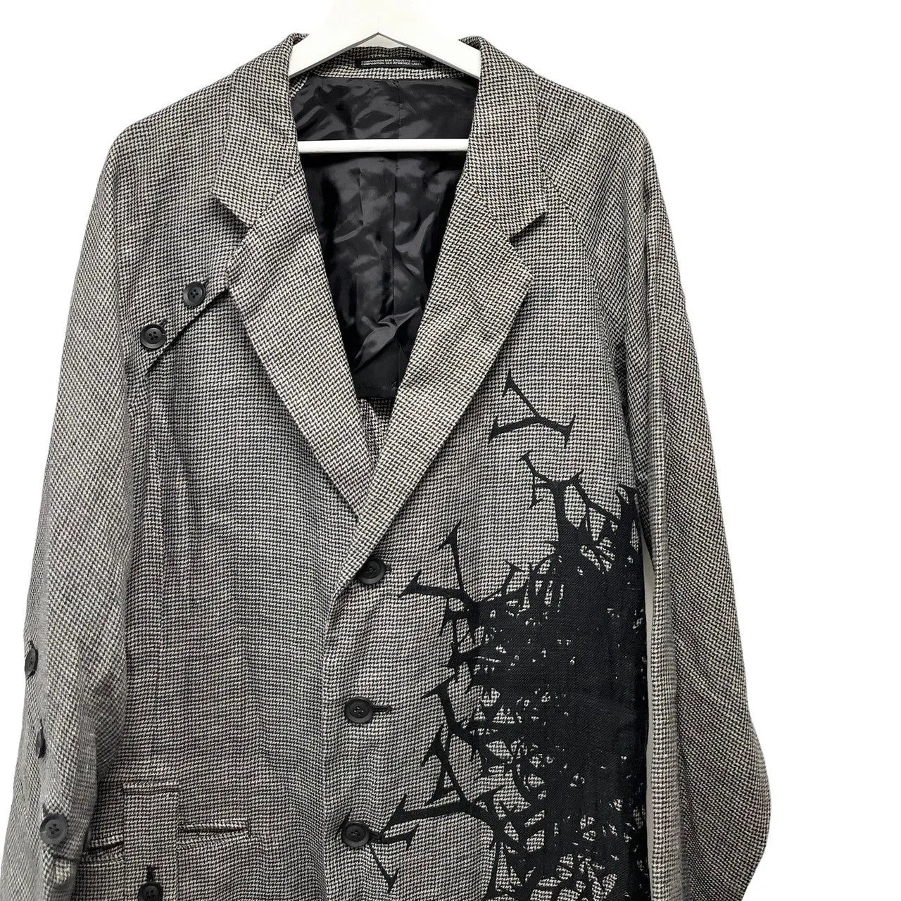 Yohji Yamamoto POUR HOMME ヨウジヤマモトプールオム 24SS PATTERNED MULTI FABRIC BUTTONED JACKET グレンチェックロングジャケット HS-J43-807