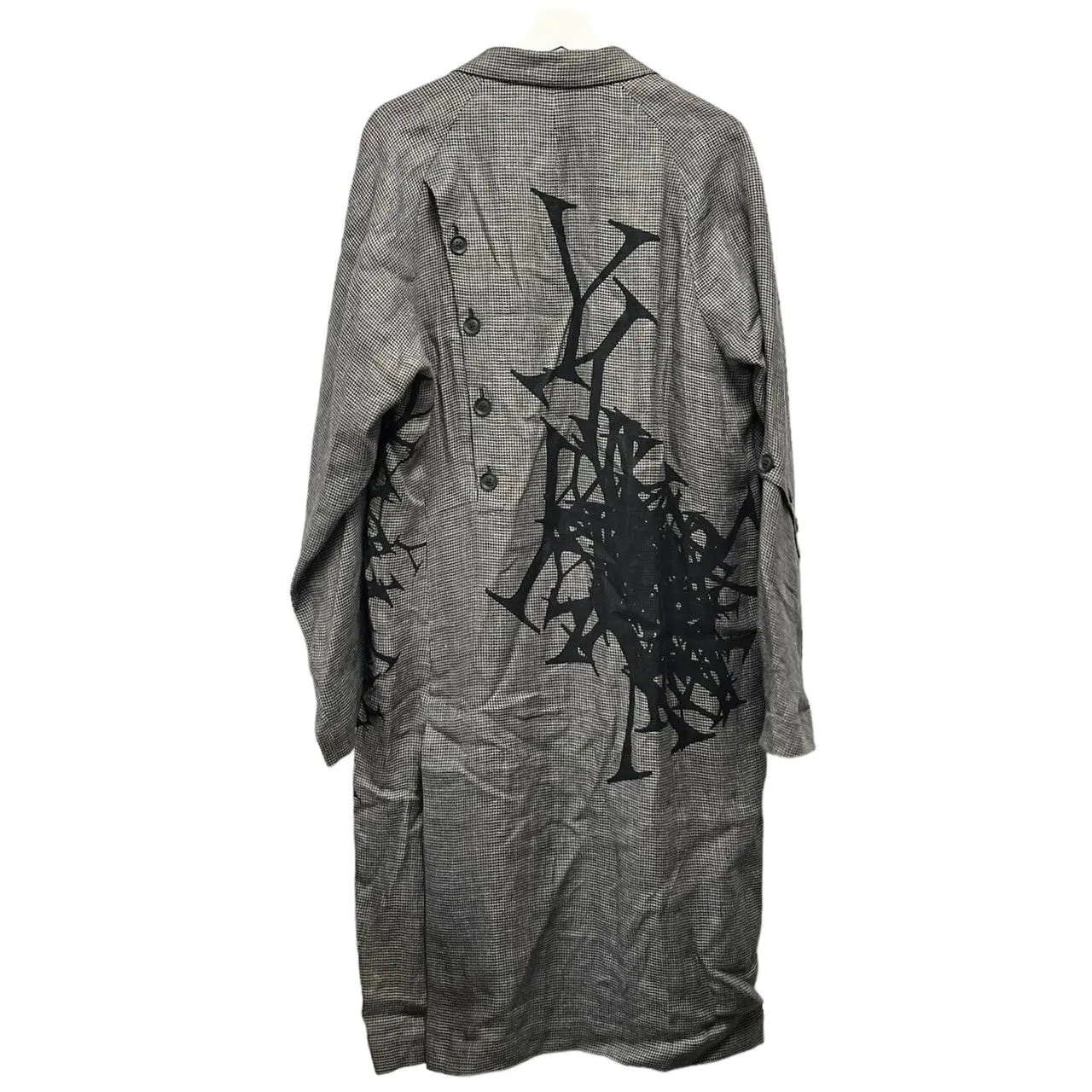 Yohji Yamamoto POUR HOMME ヨウジヤマモトプールオム 24SS PATTERNED MULTI FABRIC BUTTONED JACKET グレンチェックロングジャケット HS-J43-807