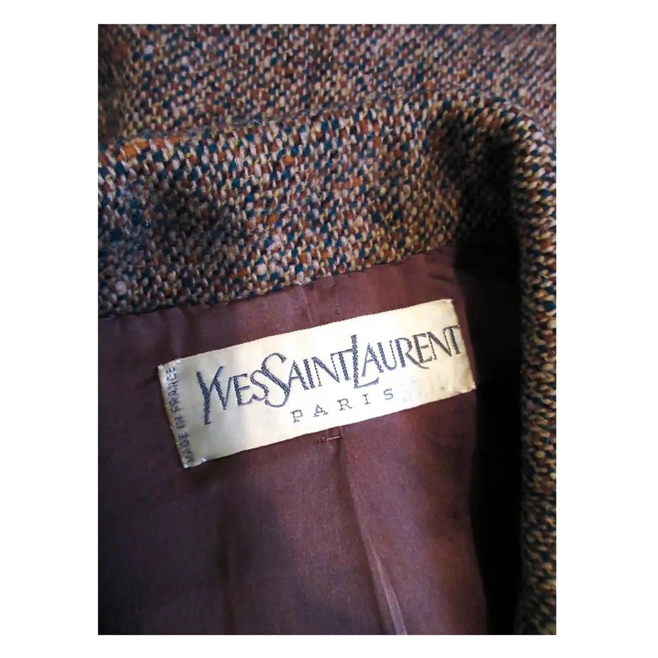 YVES SAINT LAURENT 1970's Brown & Green Skirt Suit | US 4/6