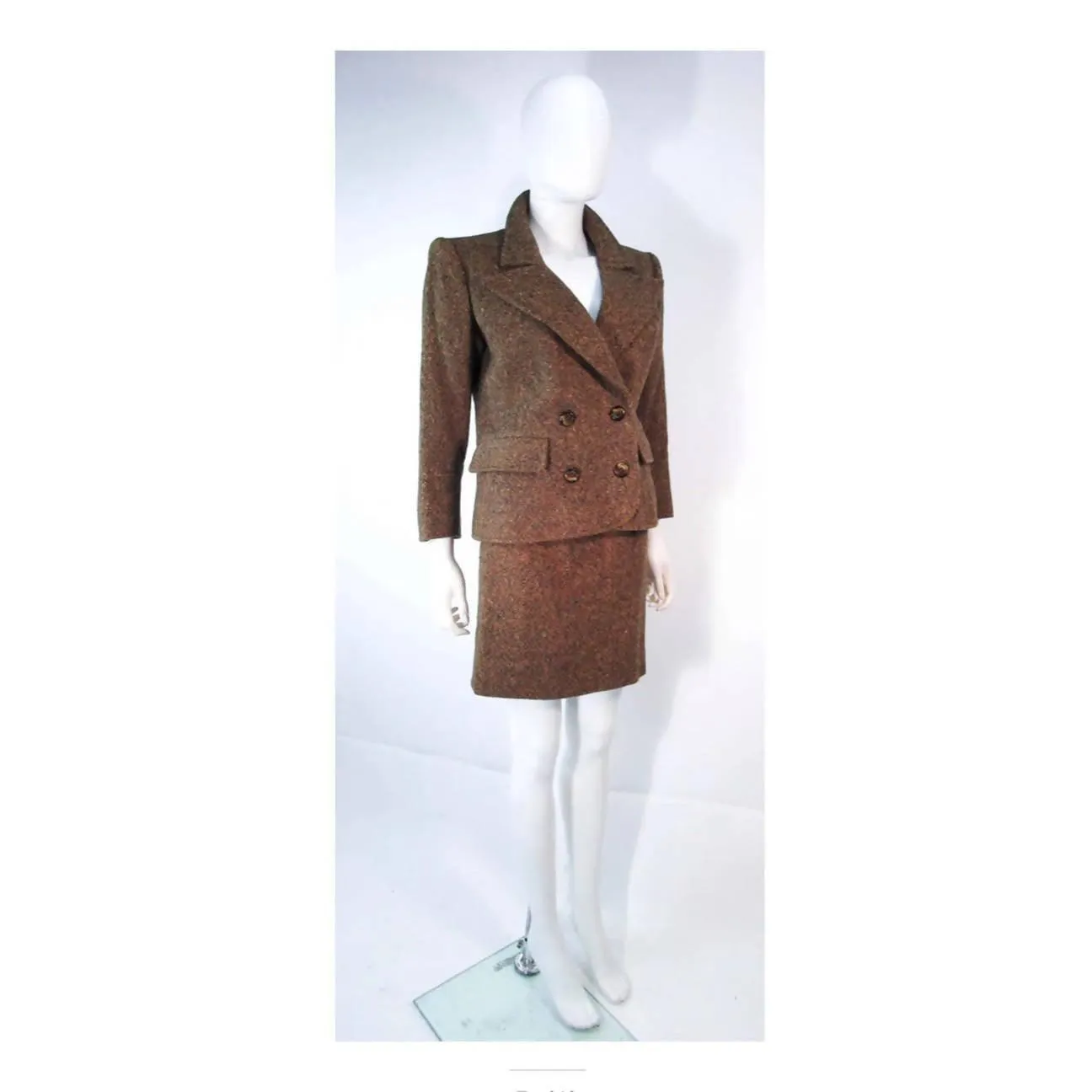 YVES SAINT LAURENT 1970's Brown & Green Skirt Suit | US 4/6