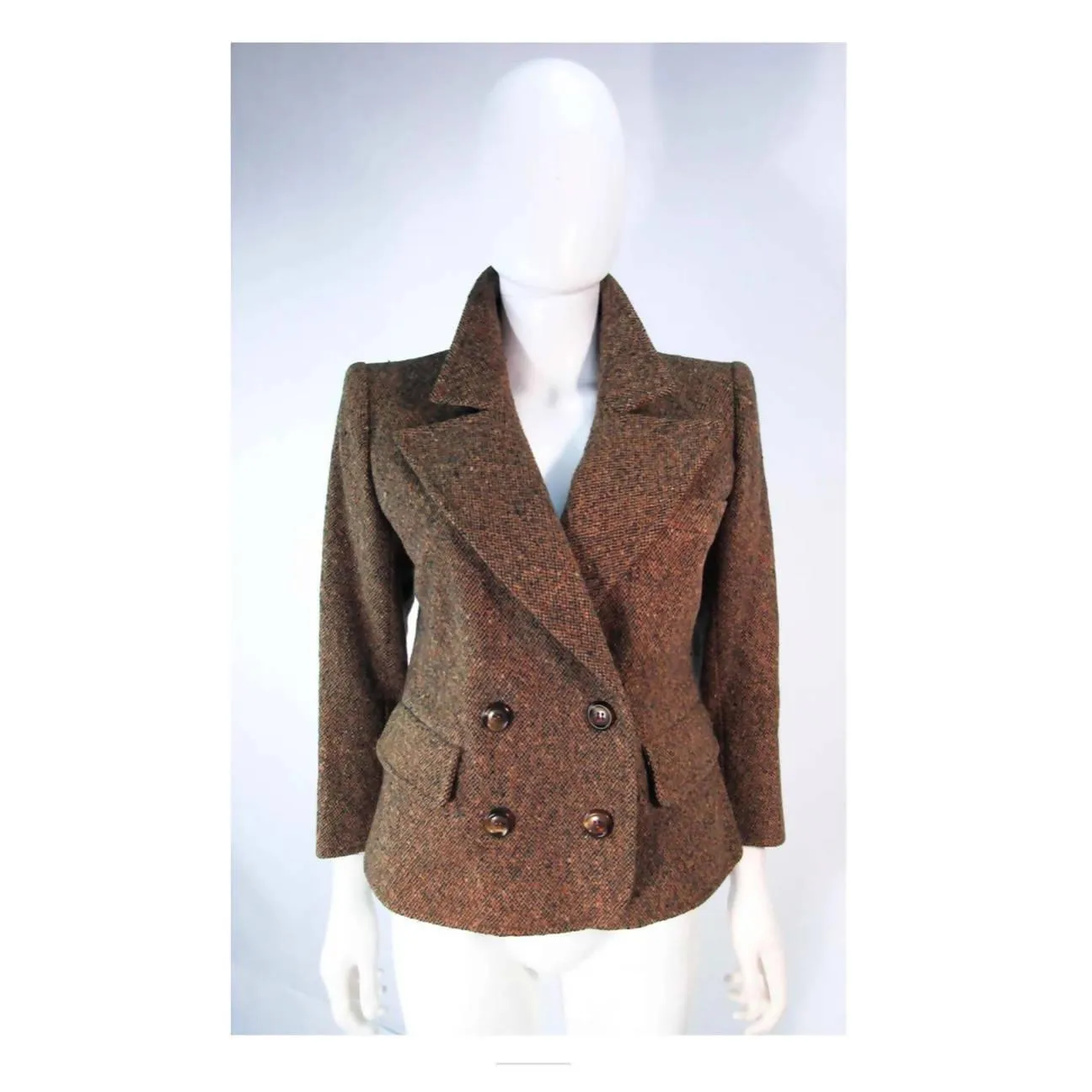 YVES SAINT LAURENT 1970's Brown & Green Skirt Suit | US 4/6