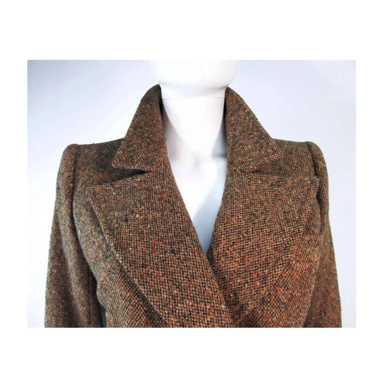 YVES SAINT LAURENT 1970's Brown & Green Skirt Suit | US 4/6