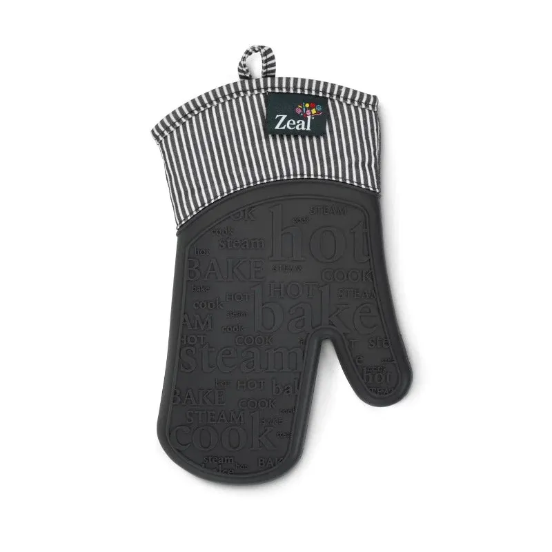 Zeal Steam Stop™ Waterproof Silicone Single Oven Glove Dark Grey Stripe