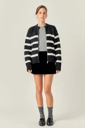 Zip Up Striped Sweater